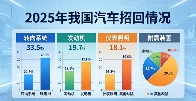 2025年我国汽车召回情况：次数、数量及缺陷部件占比